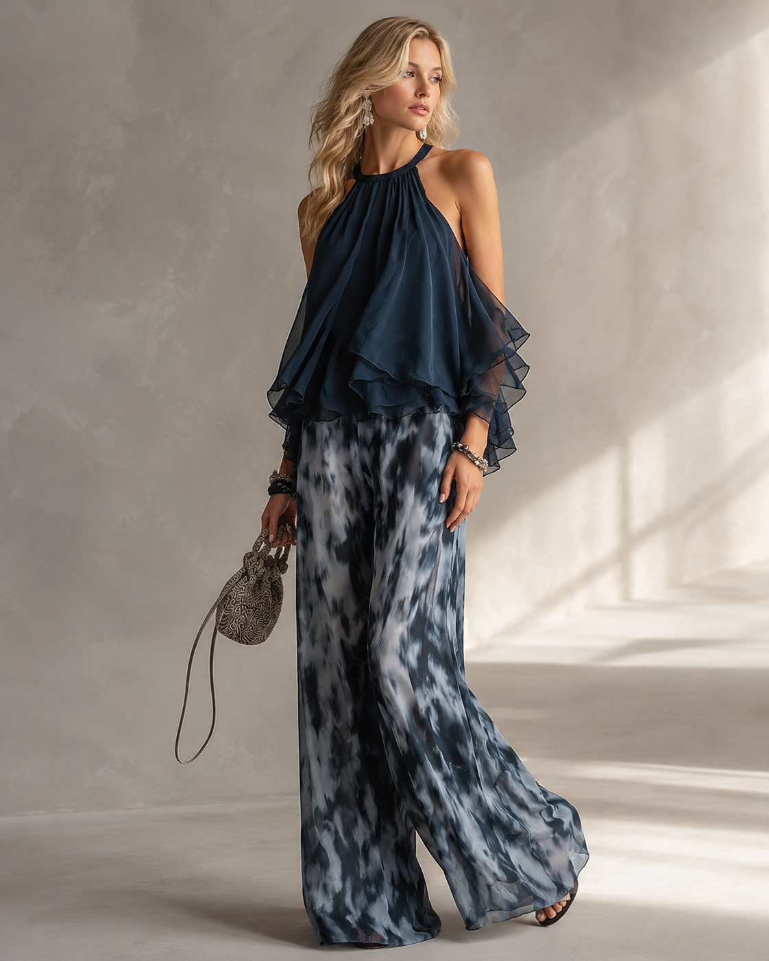 Karen - conjunto de pantalón azul marino - Maniere
