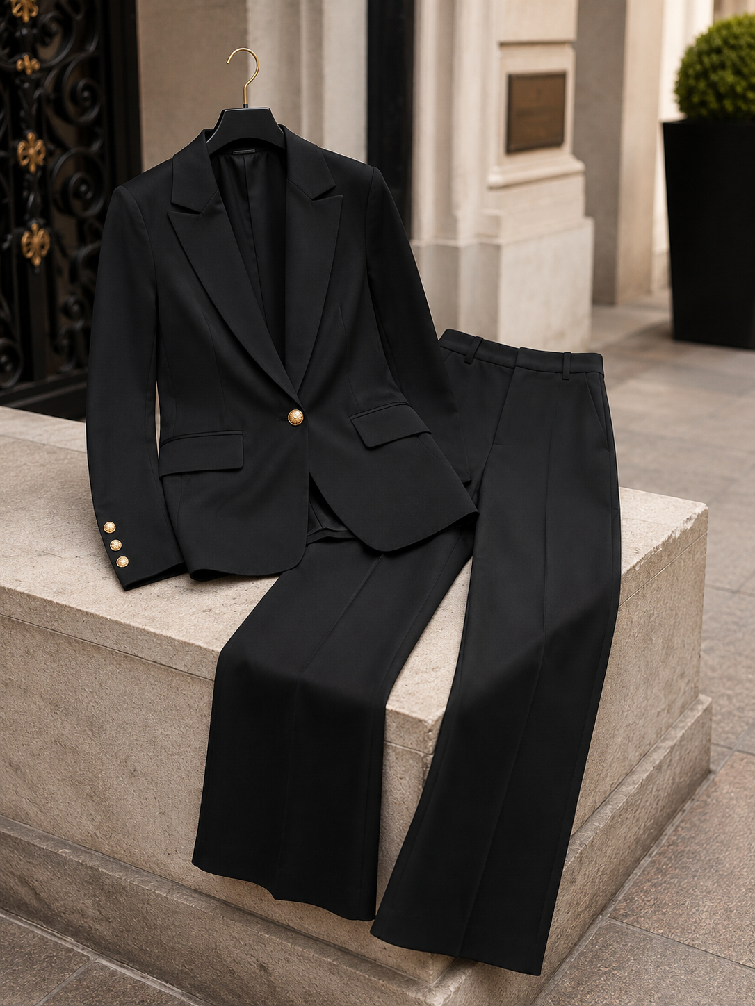 Margot - conjunto de blazer y pantalón en negro - Maniere