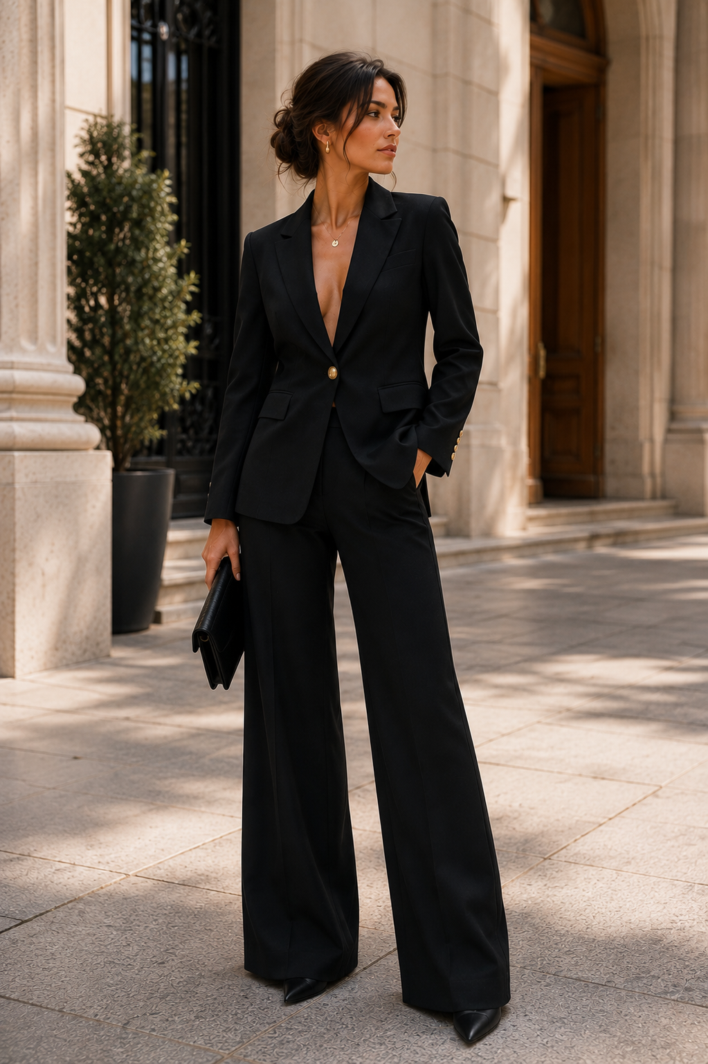 Margot - conjunto de blazer y pantalón en negro - Maniere