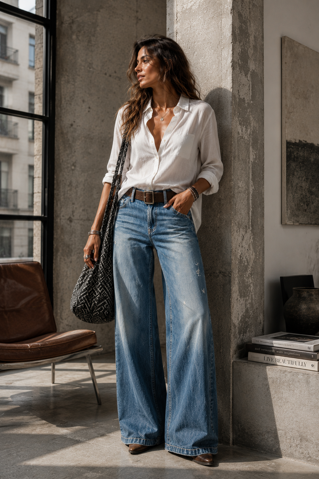 Elodie - vaquero wide-leg relajado - Maniere