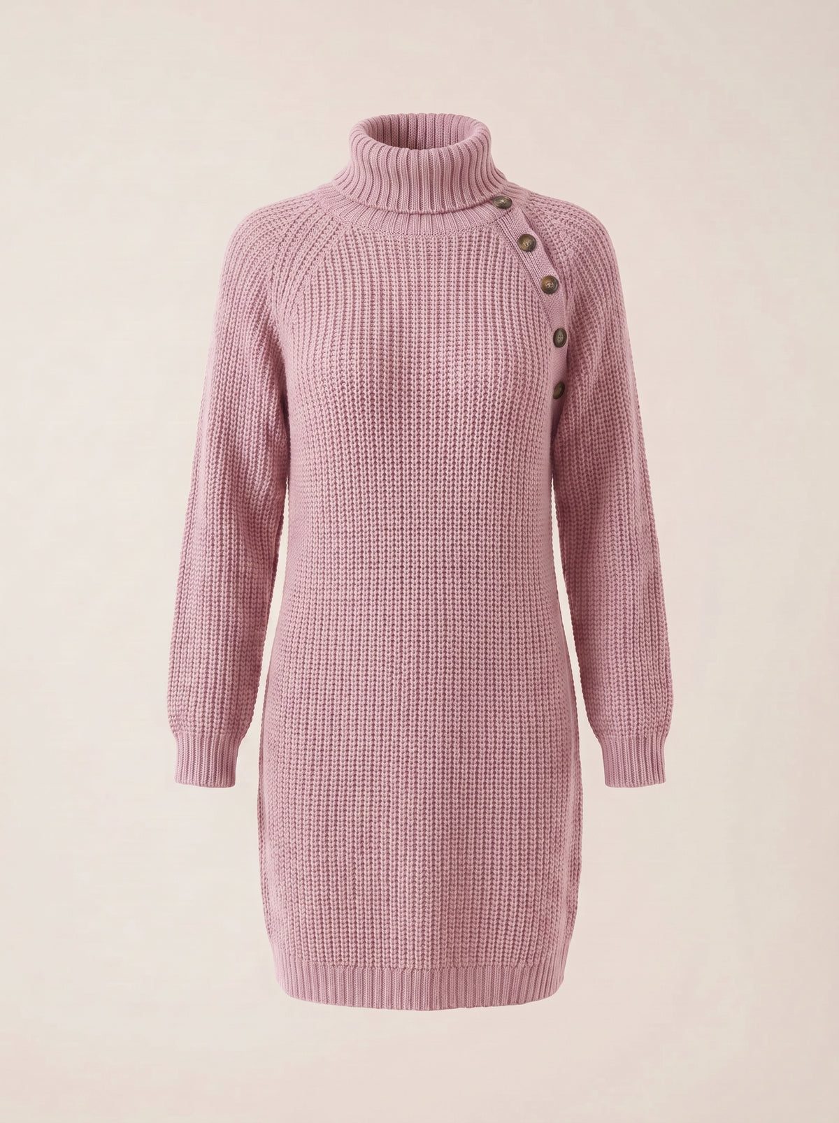 Vestido jersey de cuello alto Alba en rosa, la prenda sola