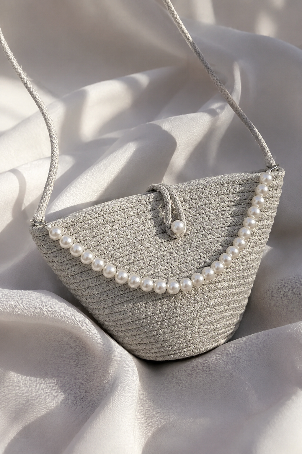 Amalia - bolso de rafia con perlas - Maniere