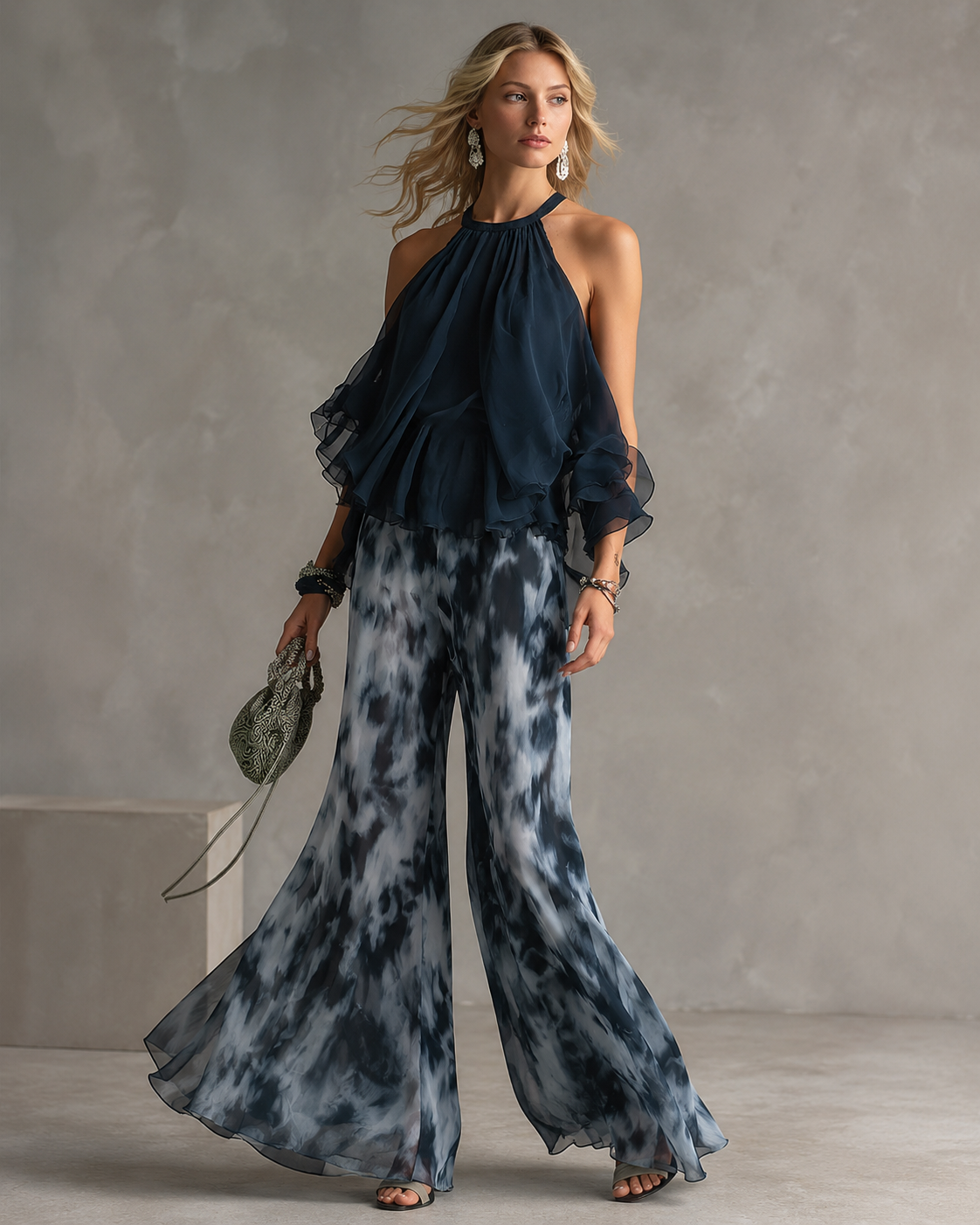 Karen - conjunto de pantalón azul marino - Maniere