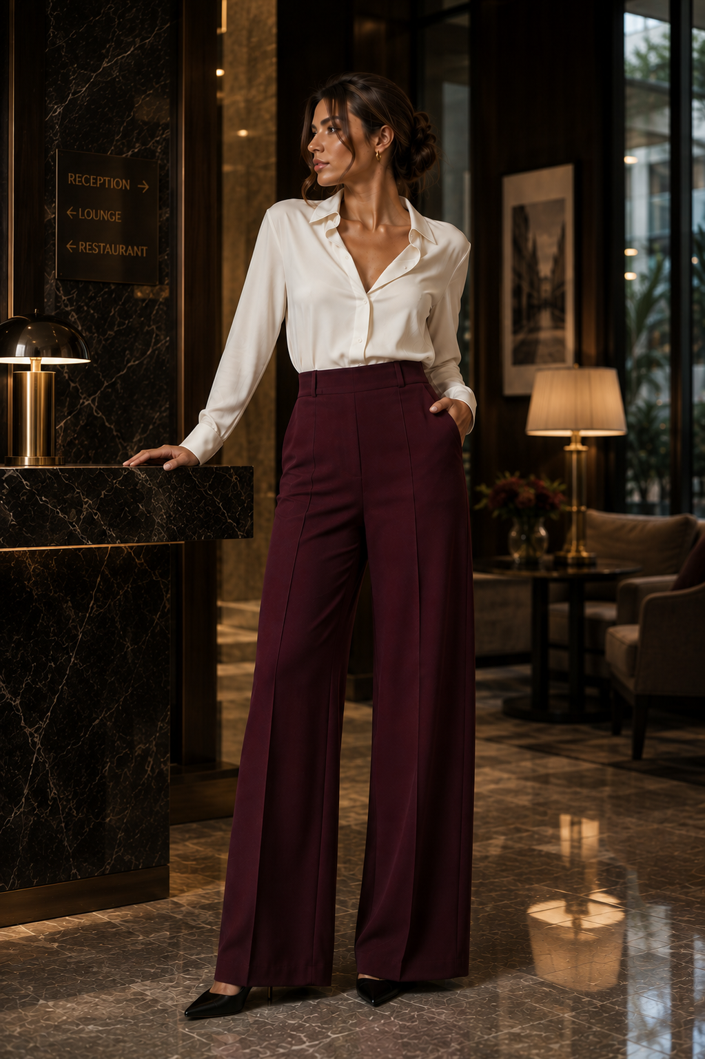 Valmonti - pantalón wide-leg de talle alto - Maniere