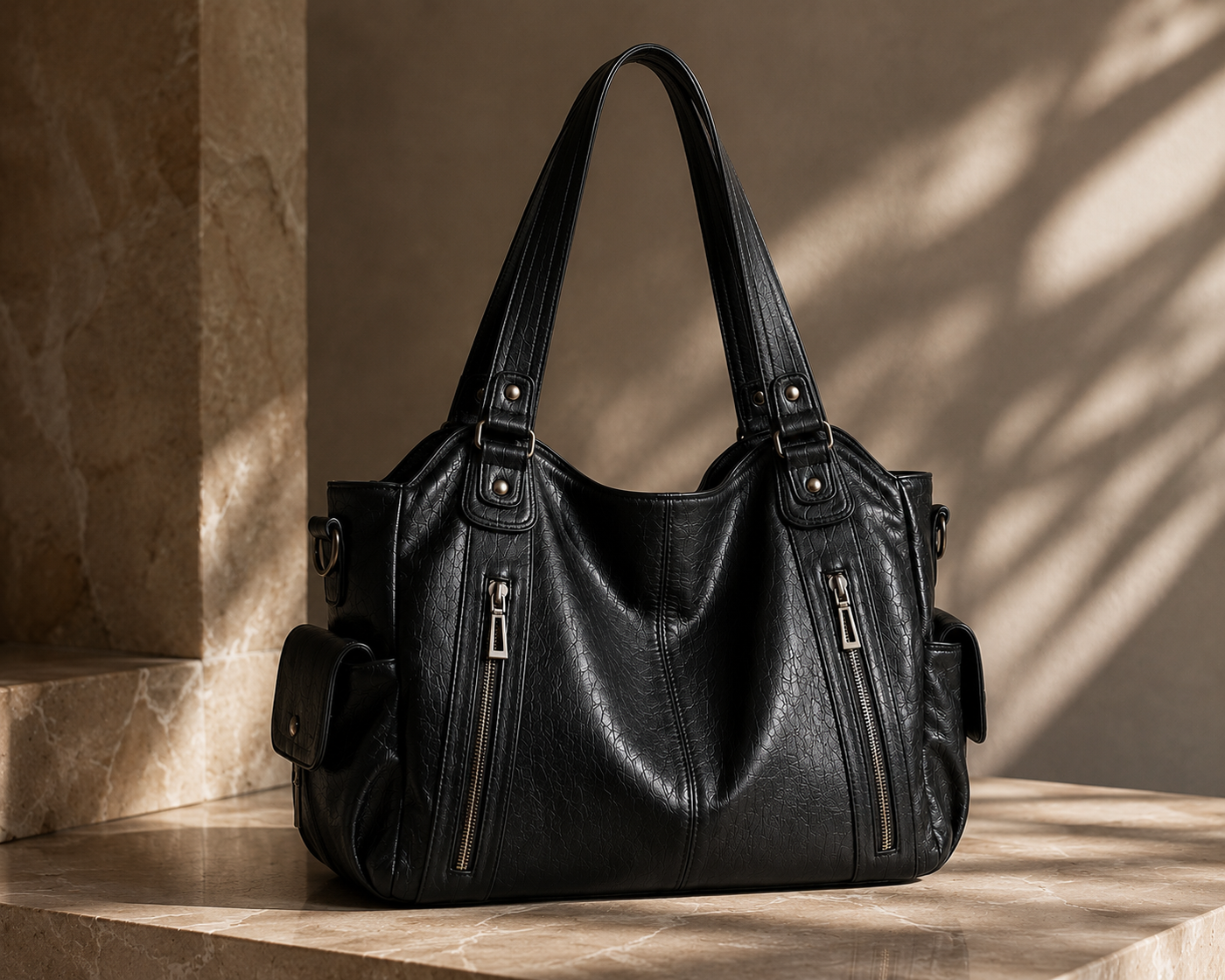 Greta - bolso tote con bolsillos en negro - Maniere
