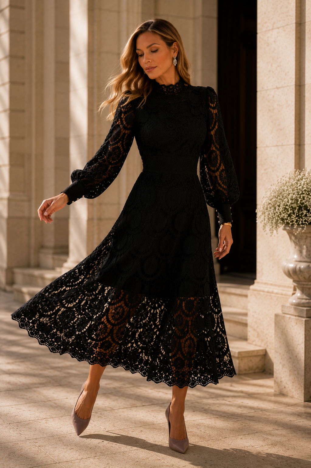 Elowen - vestido midi de encaje - Maniere