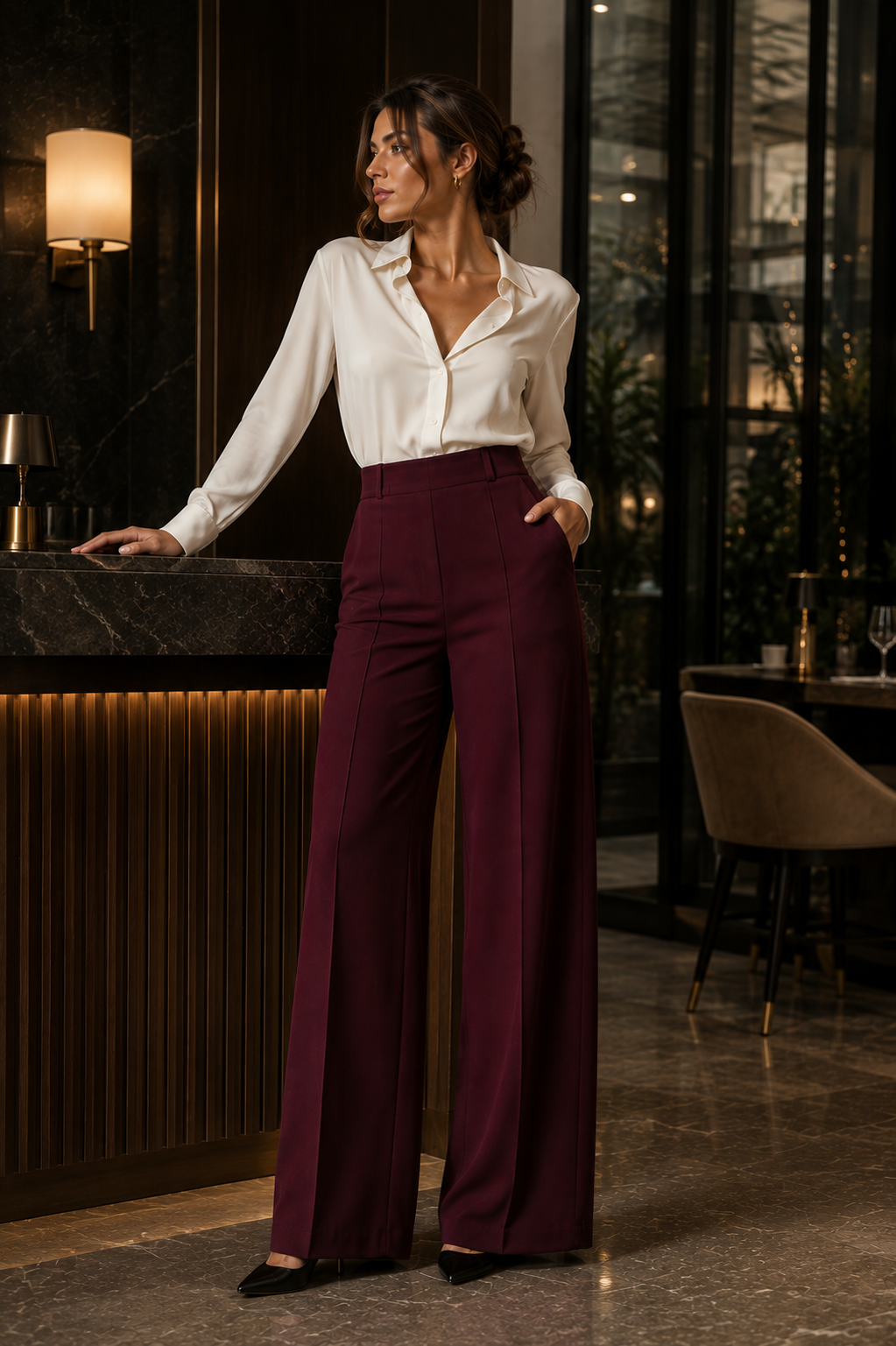 Valmonti - pantalón wide-leg de talle alto - Maniere