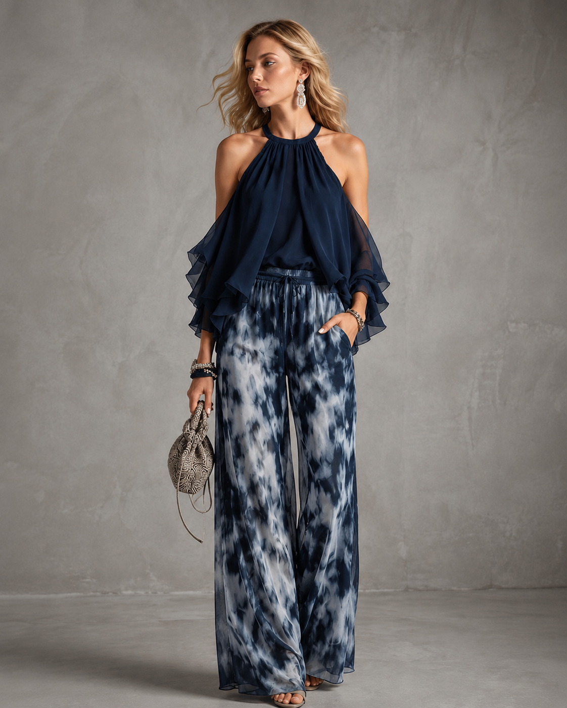 Karen - conjunto de pantalón azul marino - Maniere