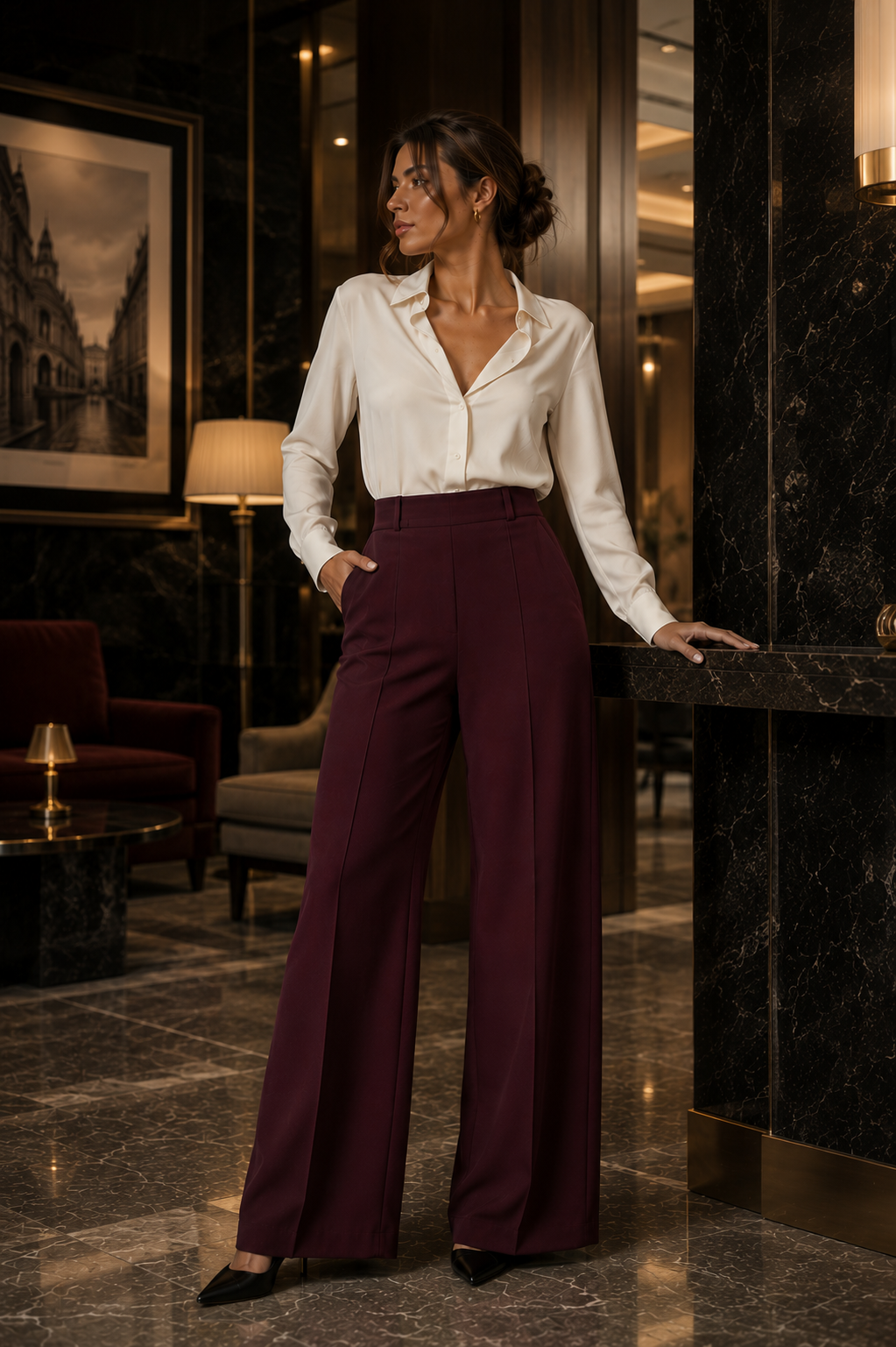 Valmonti - pantalón wide-leg de talle alto - Maniere