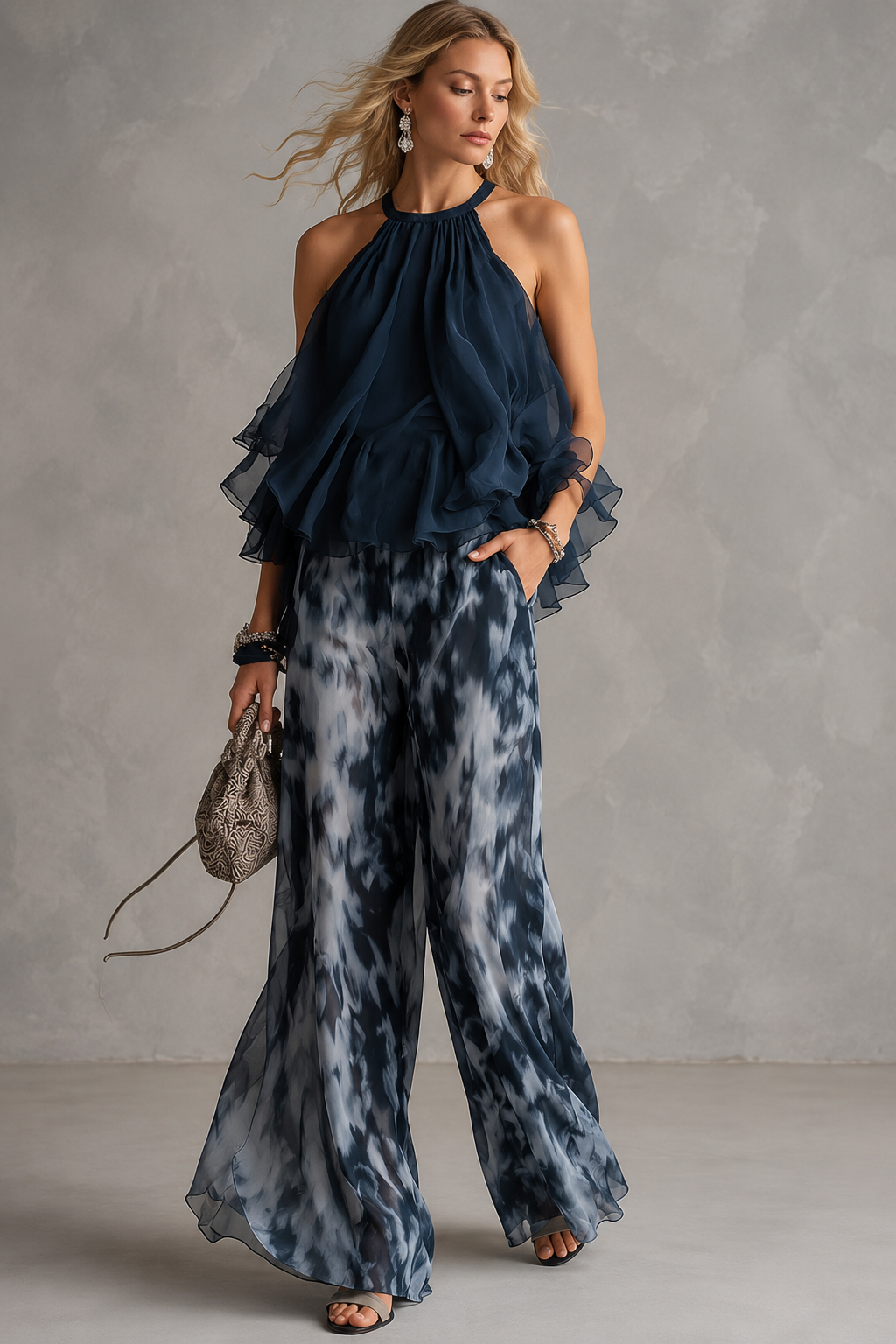 Karen - conjunto de pantalón azul marino - Maniere