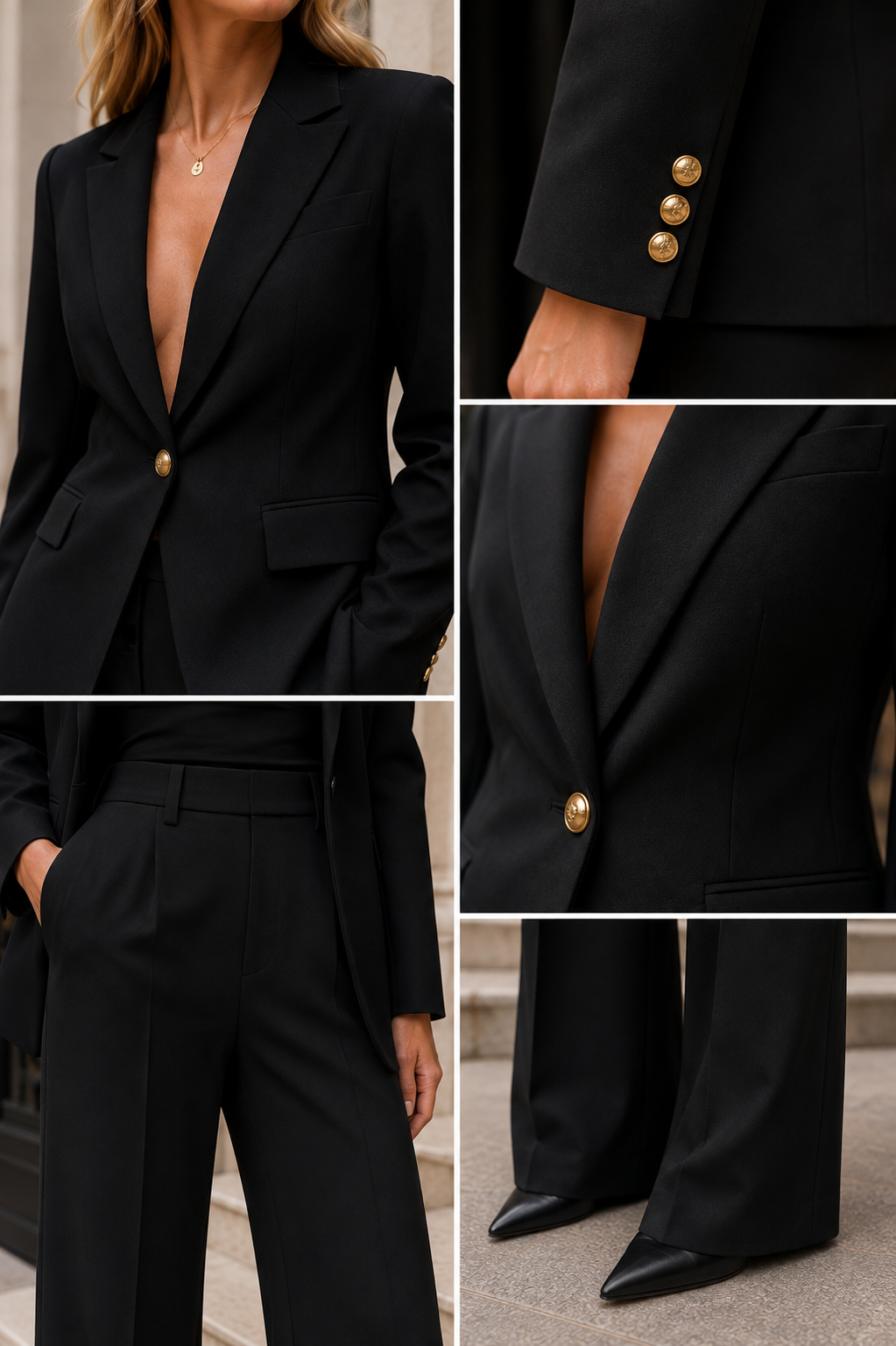 Margot - conjunto de blazer y pantalón en negro - Maniere