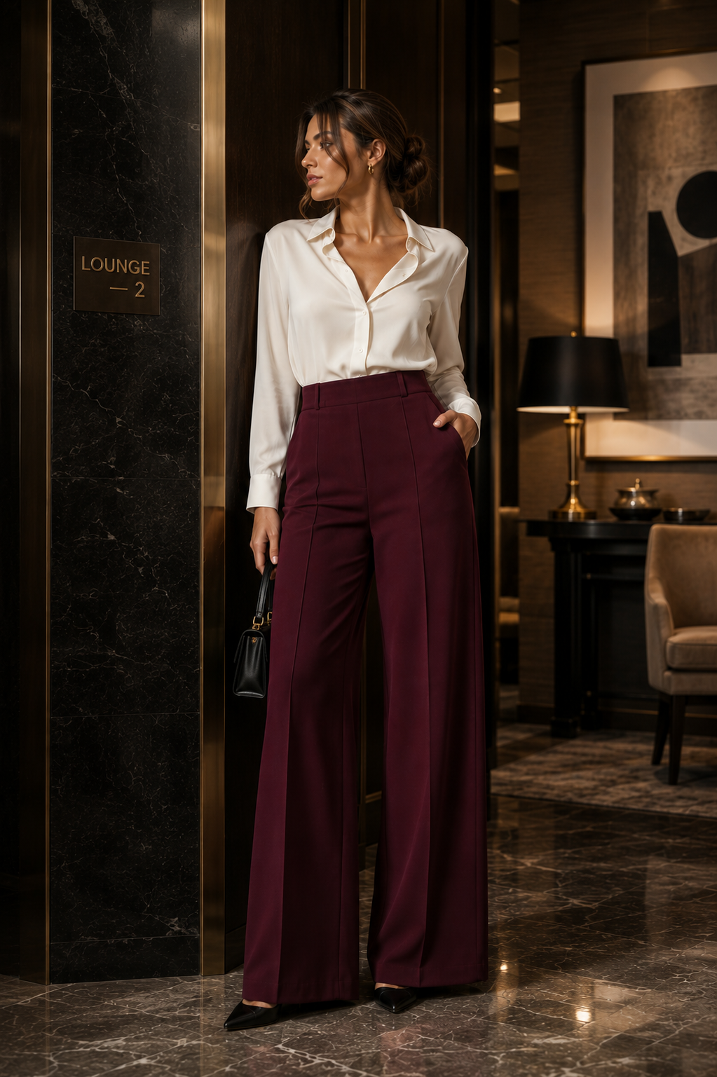 Valmonti - pantalón wide-leg de talle alto - Maniere