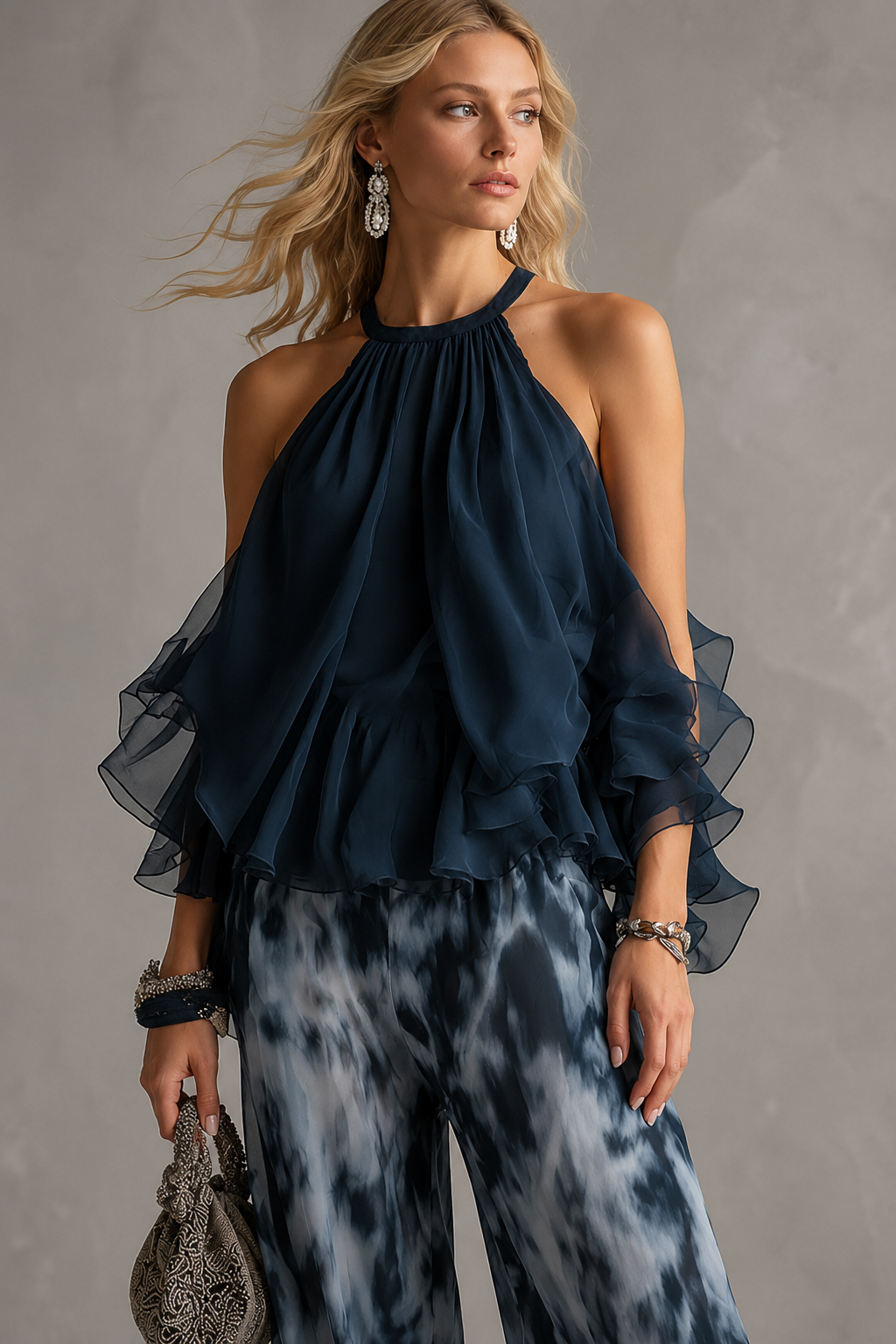 Karen - conjunto de pantalón azul marino - Maniere