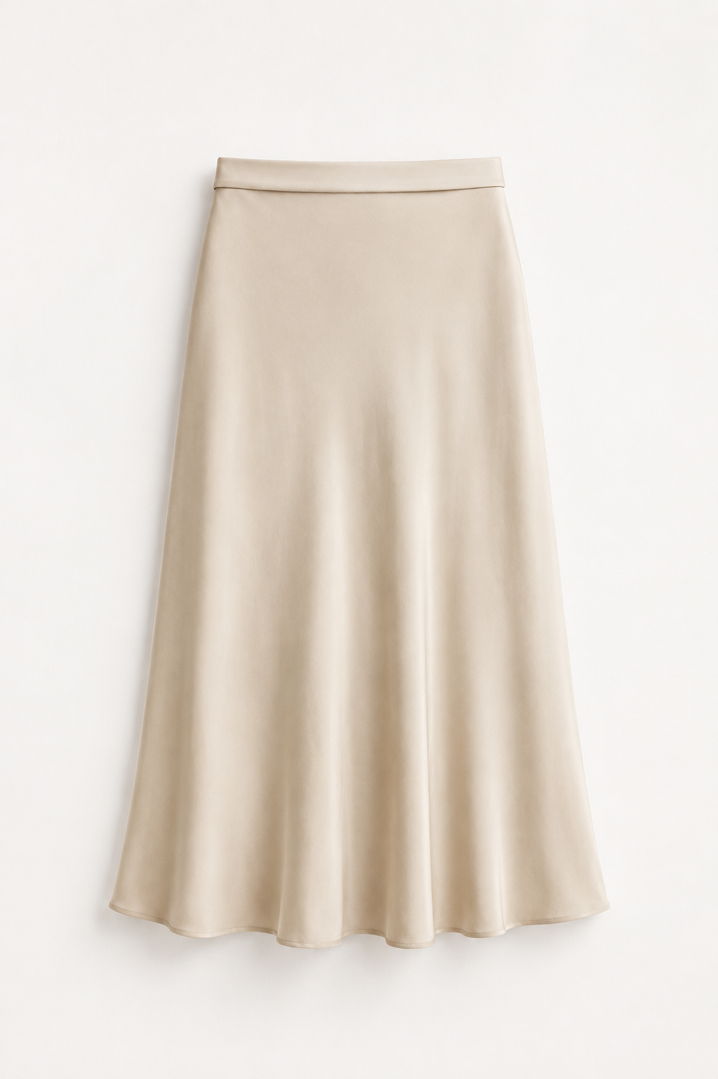 Avery - falda midi de línea a en beige - Maniere