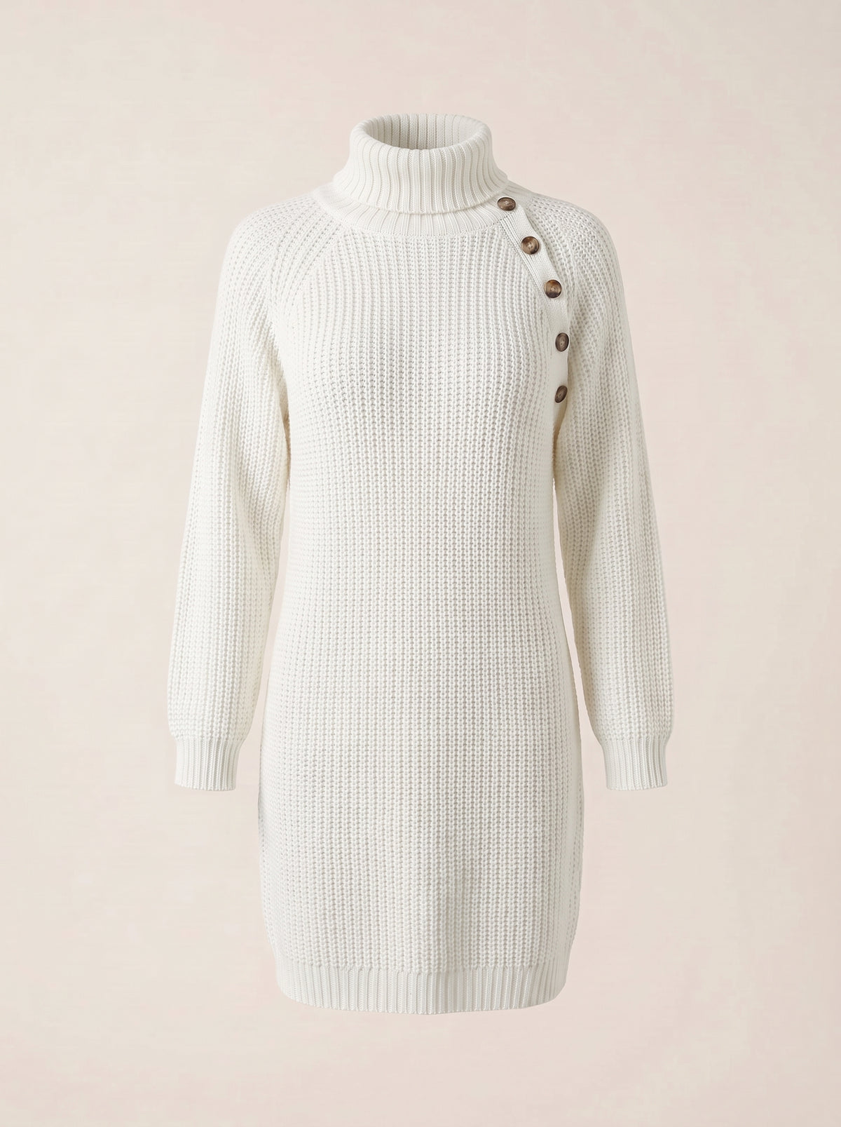 Vestido jersey de cuello alto Alba en blanco, la prenda sola