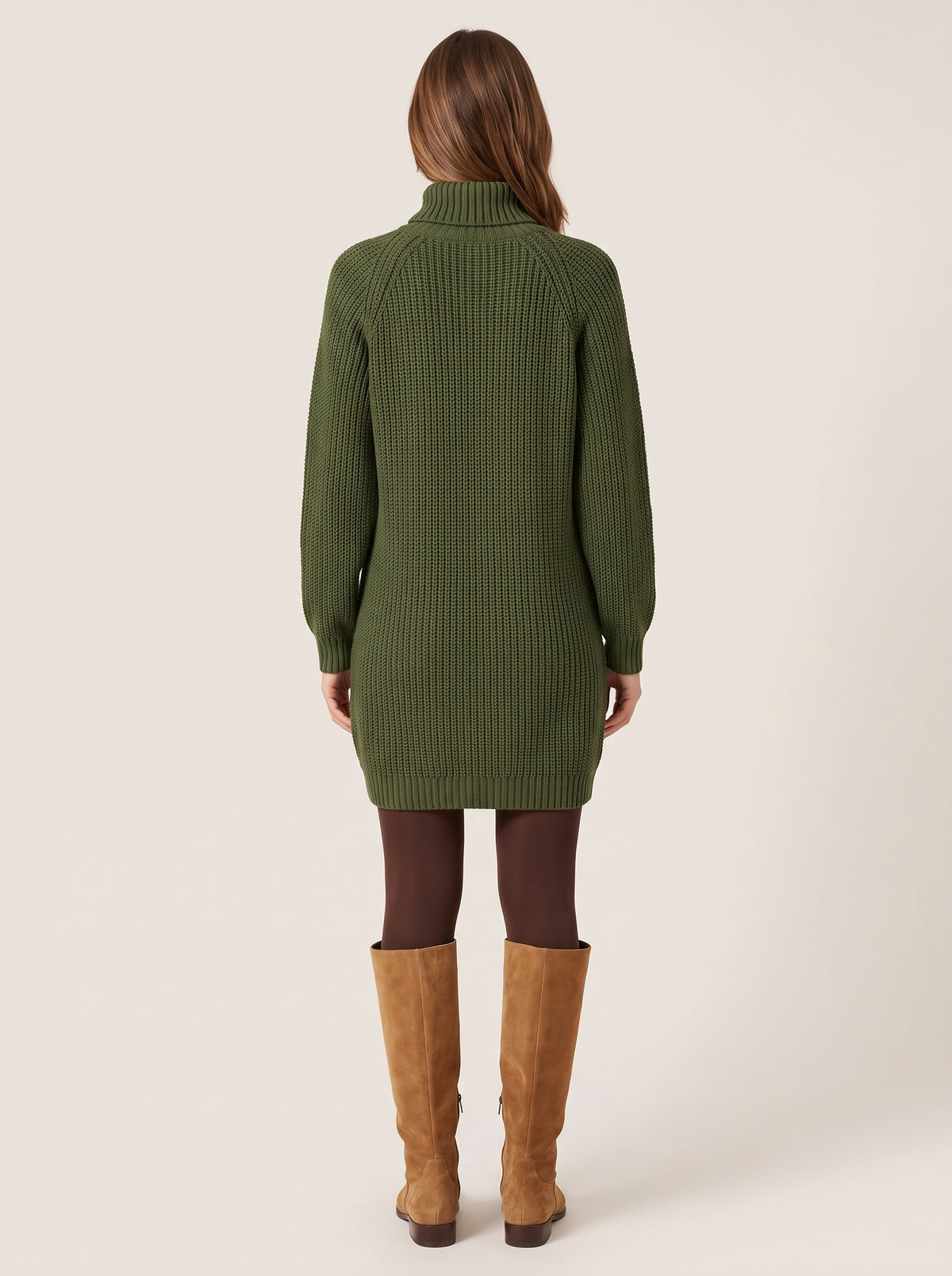 Espalda del vestido jersey Alba en verde militar